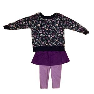 Garanimals Navy and purple floral sweatshirt with purple skirt leggings, 12M
